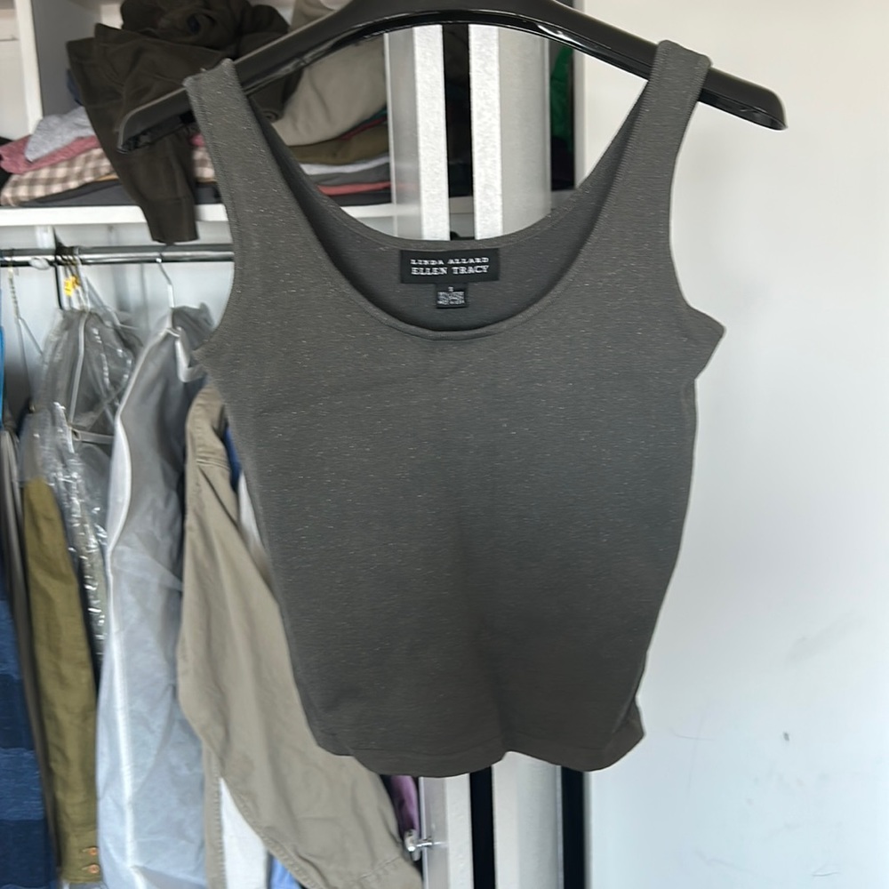 Linda Allard Ellen Tracy size small metallic gray tank top
